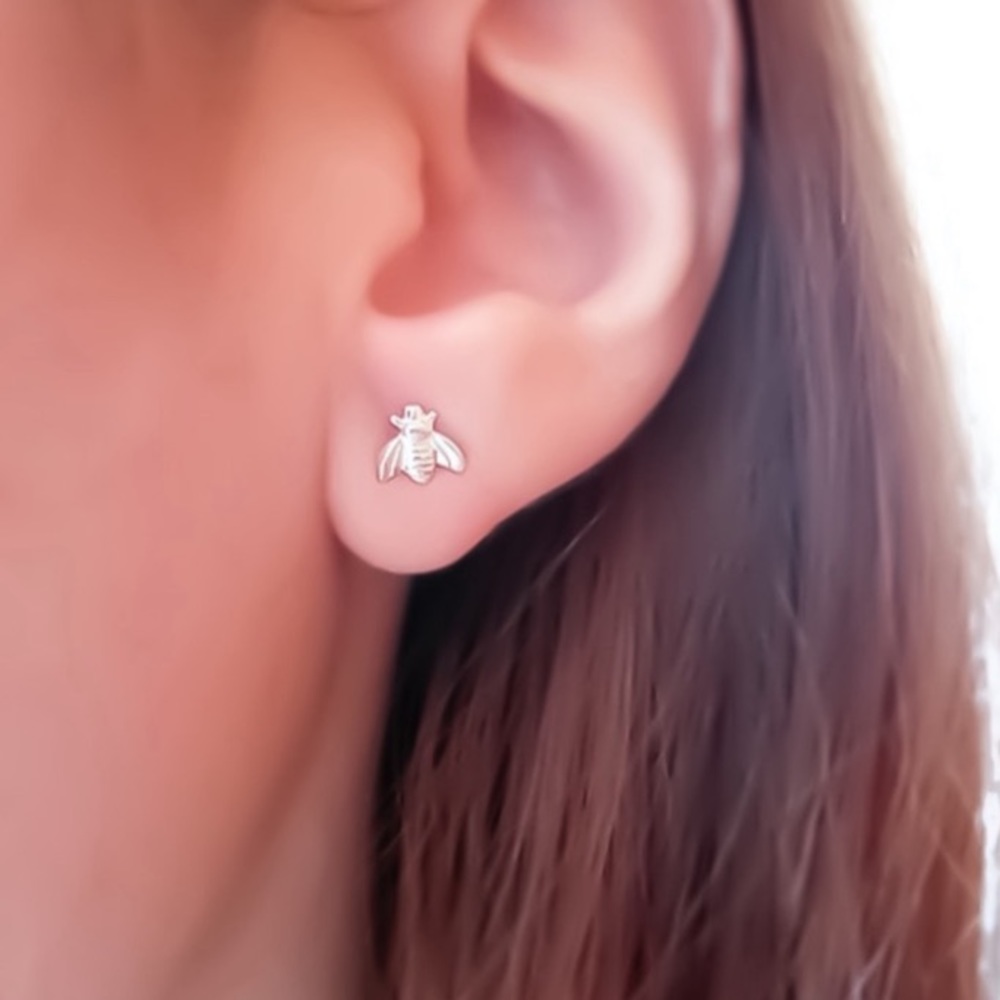 STERLING SILVER Honey Bee Stud Earrings